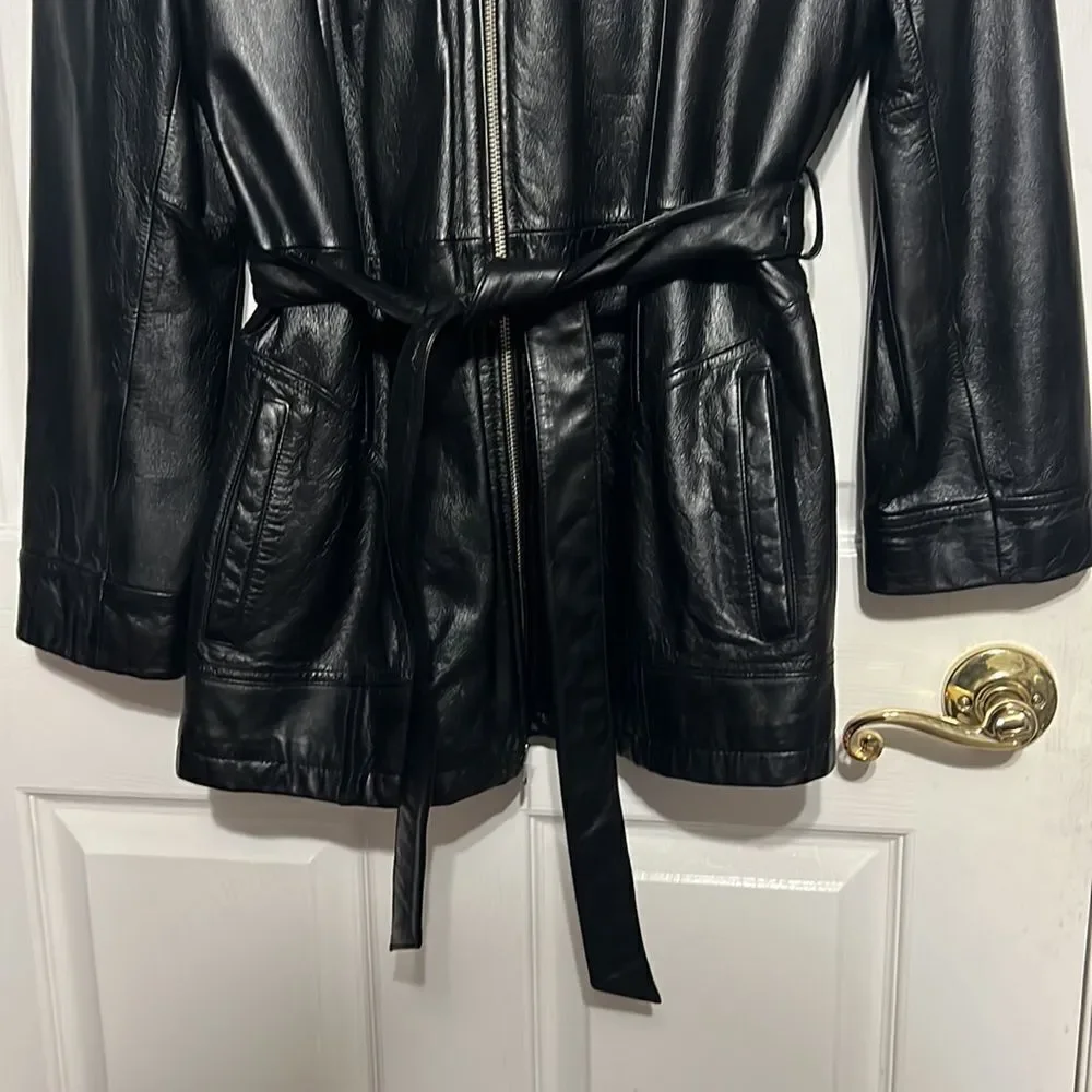 🔥🔥 WILSONS LEATHER Women’s Black Leather Jacket Thinsulate Zip Removable Liner